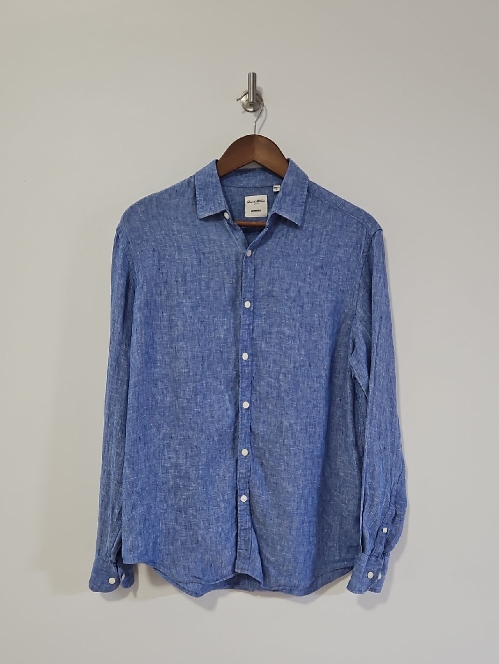 Baird McNutt Murano Blue Linen Button Down Shirt Size Medium